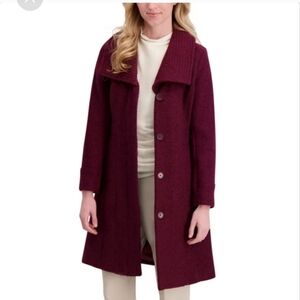 Kenneth Cole Women's Wool Blend Coat, Nwt,  Dark Red Wine